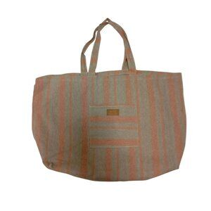 Eco-Friendly Avène Tote Bag With Orange Stripes Made Of Linen & Recycled Fabrics